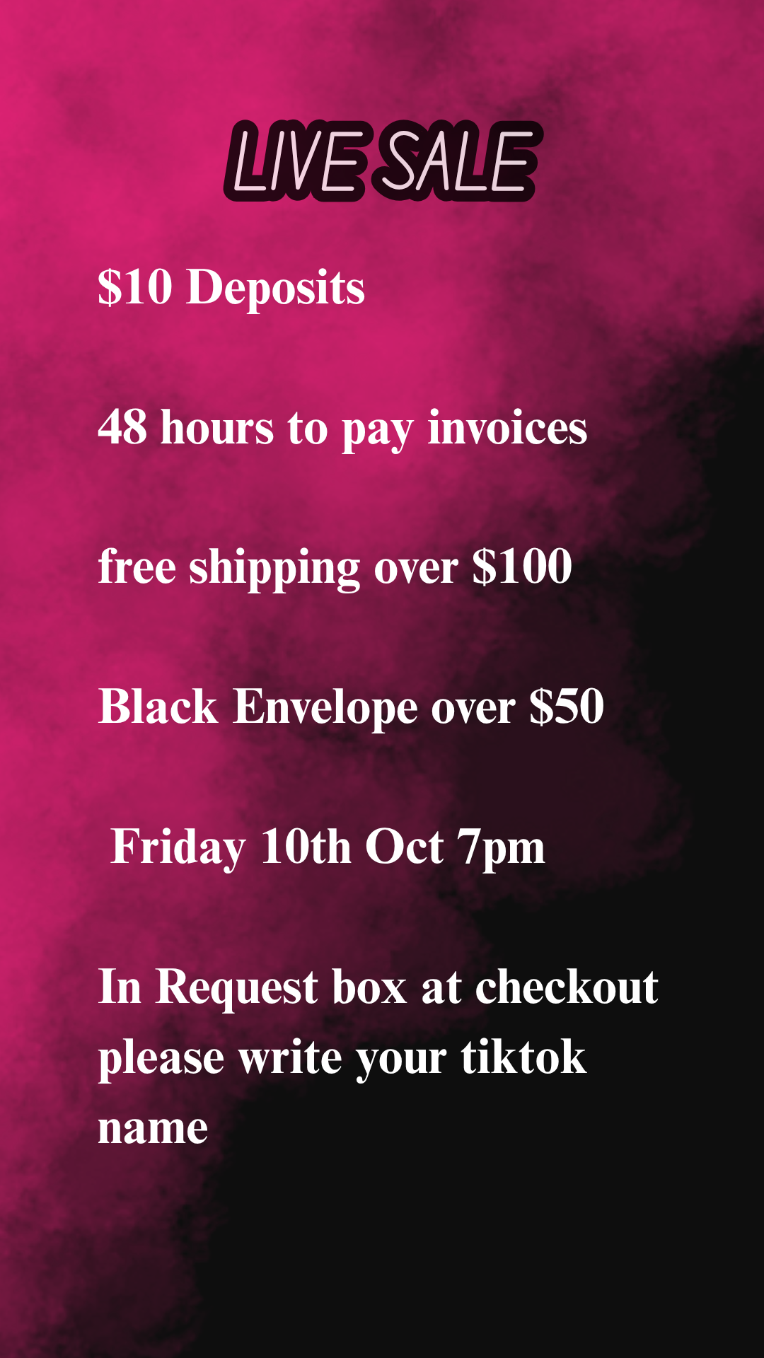 TikTok Live Sale Deposit